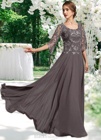 Haleigh A-Line Scoop Neck Floor-Length Chiffon Lace Mother of the Bride Dress With Beading Sequins BF2126P0015036