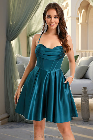 Emma A-line Sweetheart Short/Mini Satin Homecoming Dress BF2P0020478