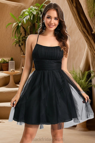 Ashleigh A-line Scoop Short/Mini Tulle Homecoming Dress With Cascading Ruffles BF2P0020479