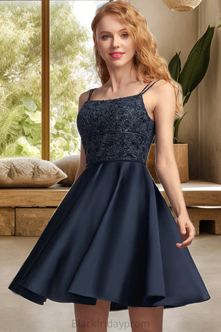 Ursula A-line Square Short/Mini Satin Homecoming Dress BF2P0020553