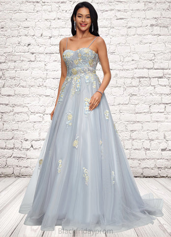 Krista Ball-Gown/Princess Sweetheart Sweep Train Tulle Prom Dresses With Pleated BF2P0022192