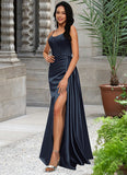 Chanel Sheath/Column Scoop Floor-Length Satin Prom Dresses BF2P0022196