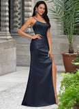 Chanel Sheath/Column Scoop Floor-Length Satin Prom Dresses BF2P0022196