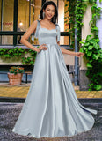 Melody A-line Sweetheart Sweep Train Satin Prom Dresses With Bow BF2P0022203
