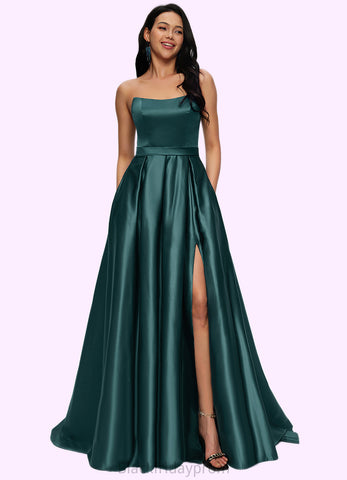 Lina Ball-Gown/Princess Sweep Train Satin Prom Dresses BF2P0022207