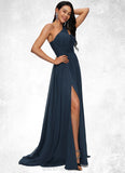 Emily A-line Asymmetrical Sweep Train Chiffon Prom Dresses With Pleated BF2P0022212