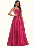 Brittany Ball-Gown/Princess V-Neck Sweep Train Satin Prom Dresses BF2P0022215