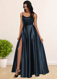 Alena A-line Cowl Floor-Length Stretch Satin Prom Dresses BF2P0022216