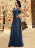 Cindy Sheath/Column V-Neck Floor-Length Sequin Prom Dresses BF2P0022218