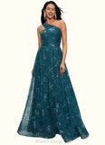 Mabel A-line Asymmetrical Floor-Length Lace Prom Dresses With Sequins BF2P0022219
