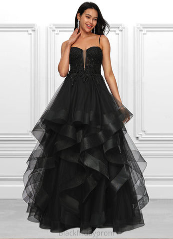 Leslie Ball-Gown/Princess Sweetheart Floor-Length Tulle Prom Dresses With Appliques Lace Sequins BF2P0022220