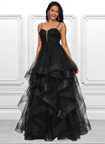 Leslie Ball-Gown/Princess Sweetheart Floor-Length Tulle Prom Dresses With Appliques Lace Sequins BF2P0022220