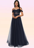 Cameron Ball-Gown/Princess Off the Shoulder Floor-Length Tulle Prom Dresses With Appliques Lace Sequins BF2P0022221