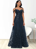 Heaven A-line V-Neck Floor-Length Lace Prom Dresses With Sequins BF2P0022222