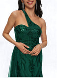 Cornelia Trumpet/Mermaid One Shoulder Sweep Train Sequin Prom Dresses With Sequins BF2P0022226