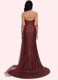 Alejandra Trumpet/Mermaid V-Neck Sweep Train Sequin Prom Dresses BF2P0022227