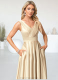 Tatiana A-line V-Neck Floor-Length Satin Bridesmaid Dress BF2P0022612