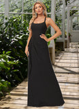 Faith A-line Square Floor-Length Chiffon Bridesmaid Dress With Ruffle BF2P0022616