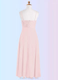 Lillie A-Line Lace Chiffon Floor-Length Junior Bridesmaid Dress Blushing Pink BF2P0022853