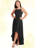 Heidi A-Line Lace Chiffon Asymmetrical Junior Bridesmaid Dress black BF2P0022855