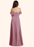 Melina A-Line Off the Shoulder Chiffon Floor-Length Junior Bridesmaid Dress Vintage Mauve BF2P0022859