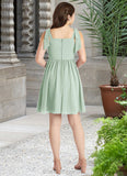 Melissa A-Line Pleated Chiffon Mini Junior Bridesmaid Dress Agave BF2P0022864