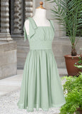 Melissa A-Line Pleated Chiffon Mini Junior Bridesmaid Dress Agave BF2P0022864