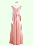 Celia A-Line Pleated Chiffon Floor-Length Junior Bridesmaid Dress Rosette BF2P0022868