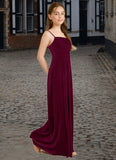 Victoria A-Line Velvet Floor-Length Junior Bridesmaid Dress Cabernet BF2P0022870