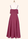 Emmalee A-Line Ruched Chiffon Floor-Length Junior Bridesmaid Dress Mulberry BF2P0022874