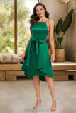 Maliyah A-line Square Knee-Length Satin Homecoming Dress With Bow Ruffle BF2P0020520