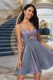 Alice A-line V-Neck Short/Mini Satin Homecoming Dress BF2P0020492