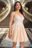 Charity A-line V-Neck Short/Mini Lace Tulle Homecoming Dress BF2P0020469