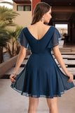 Ana A-line V-Neck Short/Mini Chiffon Homecoming Dress BF2P0020464