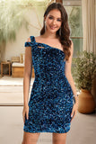 Lila Sheath/Column One Shoulder Short/Mini Sequin Homecoming Dress With Sequins BF2P0020487