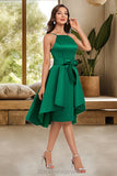 Maliyah A-line Square Knee-Length Satin Homecoming Dress With Bow Ruffle BF2P0020520