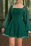 Aimee A-line Square Short/Mini Chiffon Homecoming Dress BF2P0020465