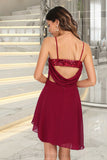 Cierra Sheath/Column V-Neck Short/Mini Jersey Sequin Homecoming Dress With Cascading Ruffles Sequins BF2P0020509