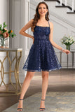 Gabrielle A-line Scoop Short/Mini Lace Homecoming Dress With Sequins BF2P0020461