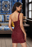Ariana Bodycon One Shoulder Short/Mini Sequin Homecoming Dress With Sequins BF2P0020490