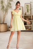Hailey A-line V-Neck Short/Mini Chiffon Homecoming Dress With Ruffle BF2P0020474