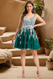Kaliyah A-line V-Neck Short/Mini Lace Tulle Homecoming Dress BF2P0020468