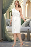 Jazmine Sheath/Column One Shoulder Knee-Length Stretch Crepe Homecoming Dress With Ruffle BF2P0020519