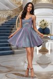 Alice A-line V-Neck Short/Mini Satin Homecoming Dress BF2P0020492