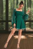 Aimee A-line Square Short/Mini Chiffon Homecoming Dress BF2P0020465