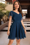 Ana A-line V-Neck Short/Mini Chiffon Homecoming Dress BF2P0020464