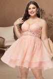 Ashley A-line V-Neck Short/Mini Lace Tulle Homecoming Dress BF2P0020524