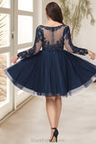 Tara A-line Scoop Short/Mini Tulle Homecoming Dress BF2P0020573