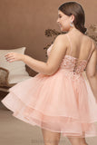 Ashley A-line V-Neck Short/Mini Lace Tulle Homecoming Dress BF2P0020524