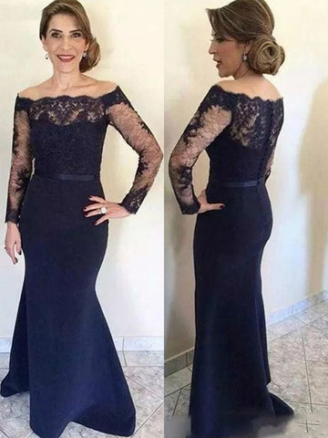 Gwendolyn Trumpet/Mermaid Stretch Crepe Lace Off-the-Shoulder Long Sleeves Floor-Length Mother of the Bride Dresses BF2P0020321